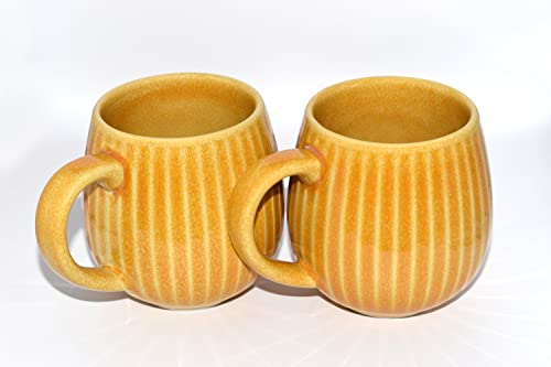 Saumo 2er Set 480 ml Hochwertige Handgefertigte Kaffeetassen aus Porzellan, Kaffee - Tasse in Modern Vintage Design große Kaffeebecher mit großem Henkel für Kaffee & Tee von Saumo