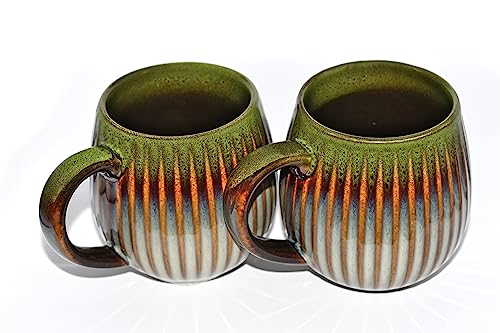 Saumo 2er Set 480 ml Hochwertige Handgefertigte Kaffeetassen aus Porzellan, Kaffee - Tasse in Modern Vintage Design - große Kaffeebecher mit großem Henkel für Kaffee & Tee von Saumo