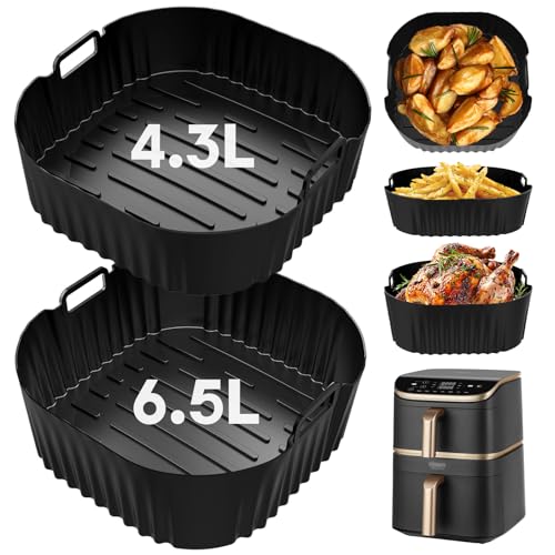 Silikonform HeißLuftfritteuse für COSORI Turbo Tower Pro 10.8L, 2 Stück Wiederverwendbare Airfryer Zubehör(6,5L/4,3L),COSORI Turbo Tower/Pro/Smart10.8L Heißluftfritteuse Zubehör von sancuanyi