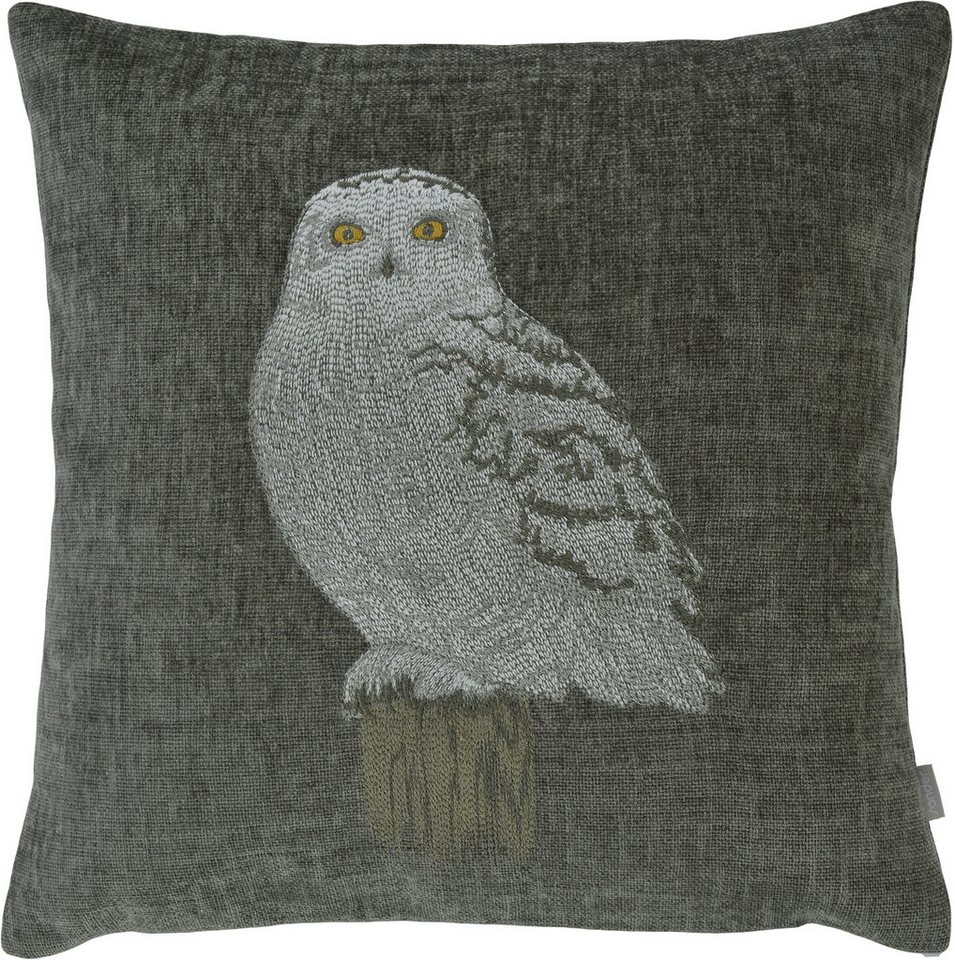 sander table + home Kissenhülle Exclusive Kissenhülle Owl Eule 40 x 40 cm bestickt in khaki, (1 Stück) von sander table + home