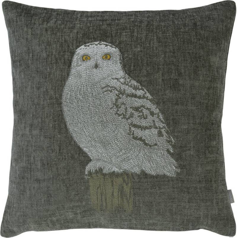 sander table + home Kissenhülle Exclusive Kissenhülle Owl Eule 40 x 40 cm bestickt in khaki, (1 Stück) von sander table + home