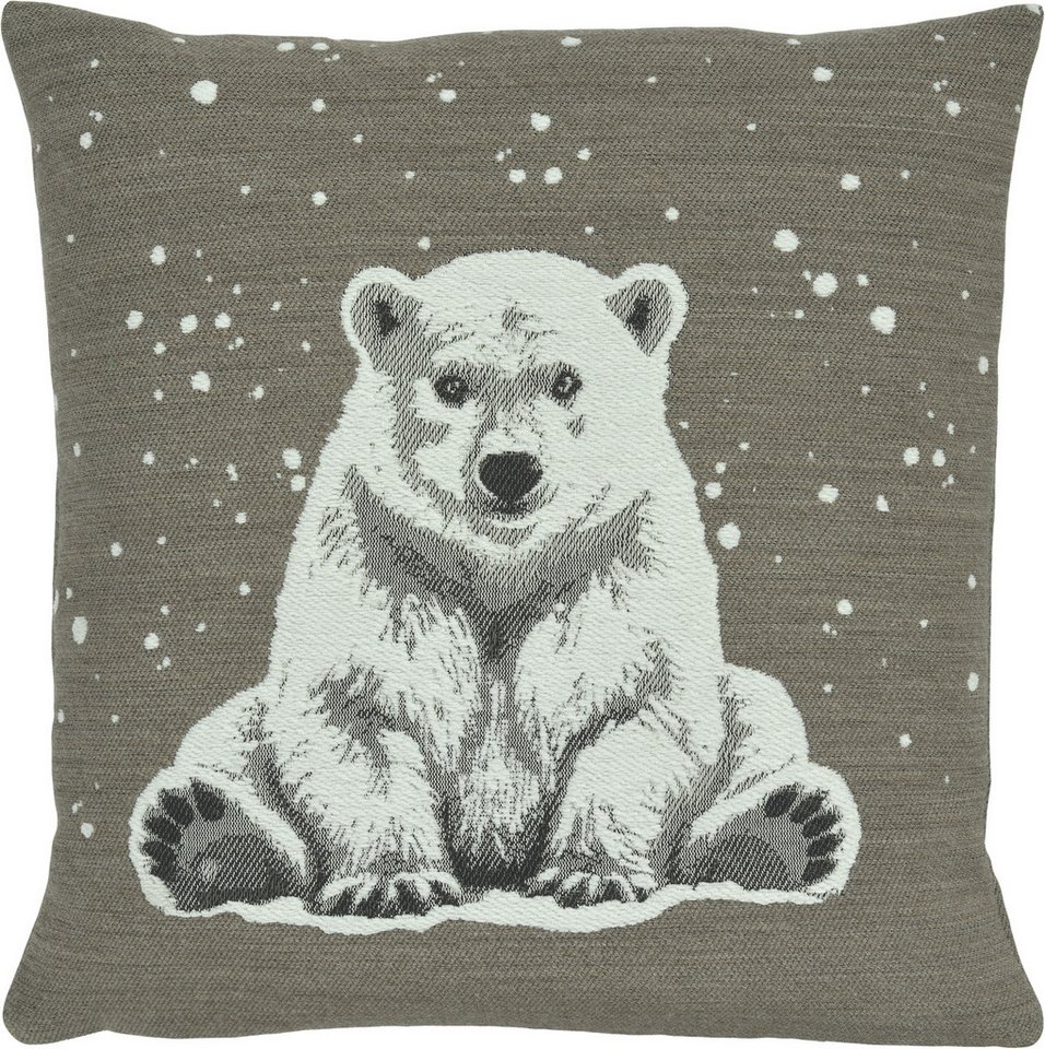sander table + home Kissenhülle Kissenhülle Arktos Eisbär in taupe 45 x 45 cm Weihnachten, (1 Stück) von sander table + home