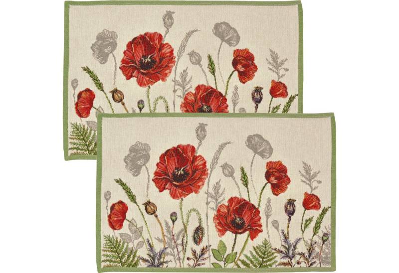 sander table + home Platzset Tischset "Poppy Meadow" 2er-Pack, (2-St), Gobelin Blumen von sander table + home