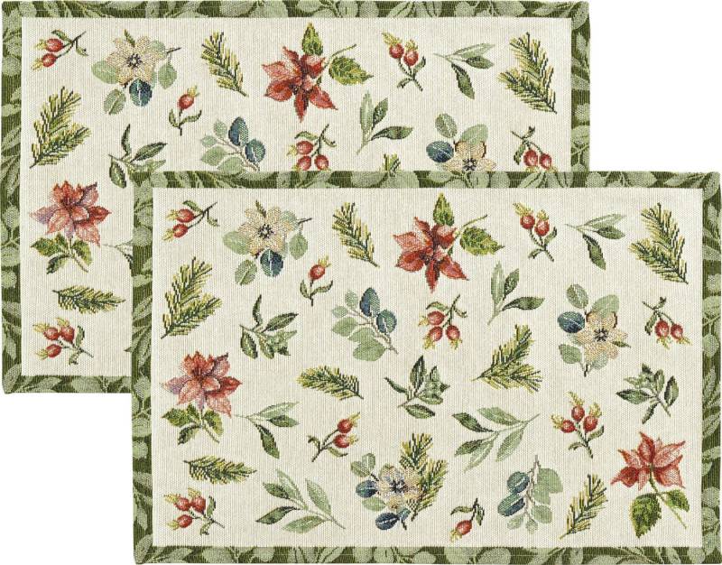 sander table + home Platzset Tischset "X-Mas Greens" 2er-Pack, Gobelin Blumen sander table + home Platzset Tischset "X-Mas Greens" 2er-Pack, Gobelin Blumen von sander table + home