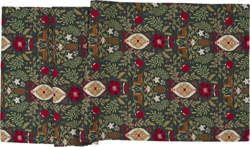 sander table + home Tischläufer Tischläufer Dexter 50 x 140 cm Hirsche Zapfen dunkelgrün rot (1-tlg) von sander table + home