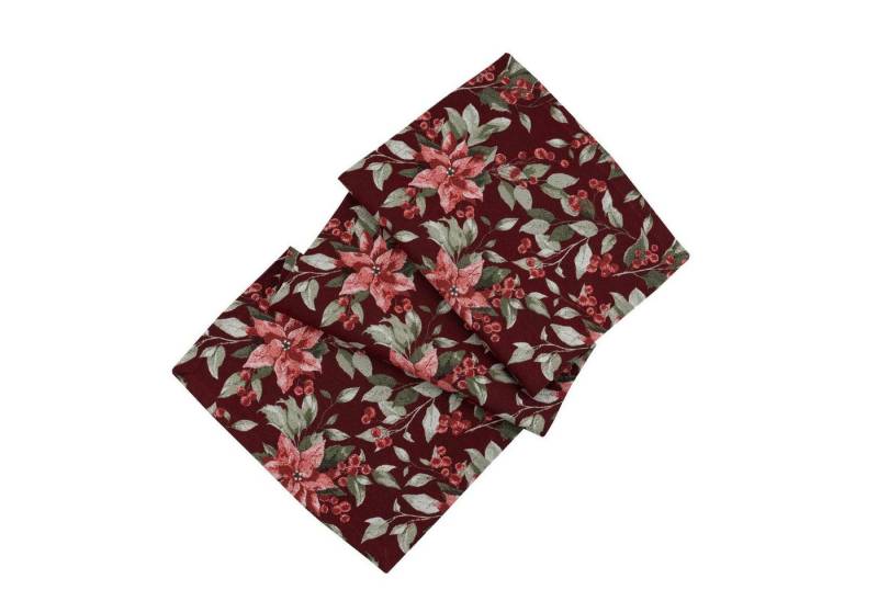 sander table + home Tischläufer Tischläufer Jolie in burgundy weinrot 50x140 cm Weihnachtssterne (1-tlg) von sander table + home