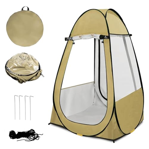 Einzelnes Pop-Up-Zelt, für Sportangeln, durchsichtig, regendicht, winddicht, Strandzelt für Wind und Regen bei kaltem Wetter, leicht und stabil, einfach aufzubauen, zusammenklappbar, Hellgelb von sanheshun