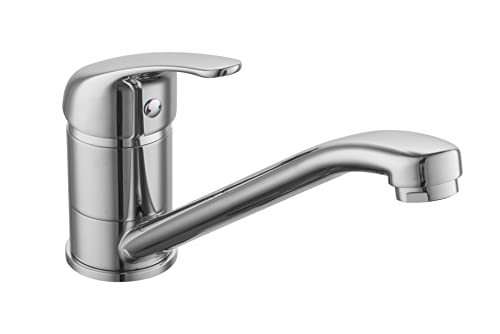 sanicomfort Küchenarmatur ROM 35 chrom – Spültischarmatur mit Einhebelmischer, 360° schwenkbar – Wasserhahn Küche aus Messing – Hochdruck Armatur für Spüle, modern & langlebig von sanicomfort