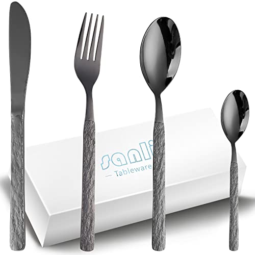 Besteck Set Schwarz 6 Personen Modern,SANLI 24 Teilig Edelstahl Messer Gabel Löffel Steinmuster Griff Besteckset,Spülmaschinenfest. Besteck Set Schwarz 6 Personen Modern,SANLI 24 Teilig Edelstahl Messer Gabel Löffel Steinmuster Griff Besteckset,Spülmaschinenfest. von sanli