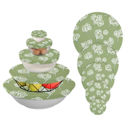 5 Stück Lebensmittelabdeckungen, wiederverwendbar, waschbar, in 5 Größen, Brot, Sauerteig-Deckel für lang anhaltende Frische (Cilantro Simple Line Art Valentinstag) von sanluoli