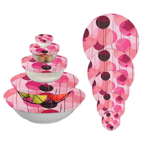 5 Stück Lebensmitteldosenabdeckungen elastisch in 5 Größen Lebensmittelaufbewahrungsabdeckungen für Kühlschrank & Camping & Küche (Kunstballon Magenta Pfirsich) von sanluoli