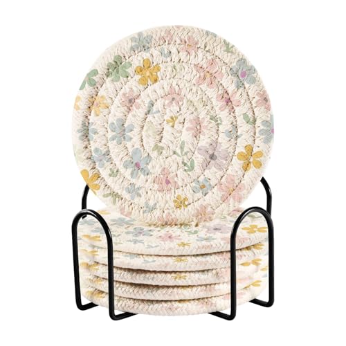 6 Stück Couchtisch-Untersetzer für Schreibtisch mit Halter Set von 6 Hausbar Zubehör 10 cm von sanluoli
