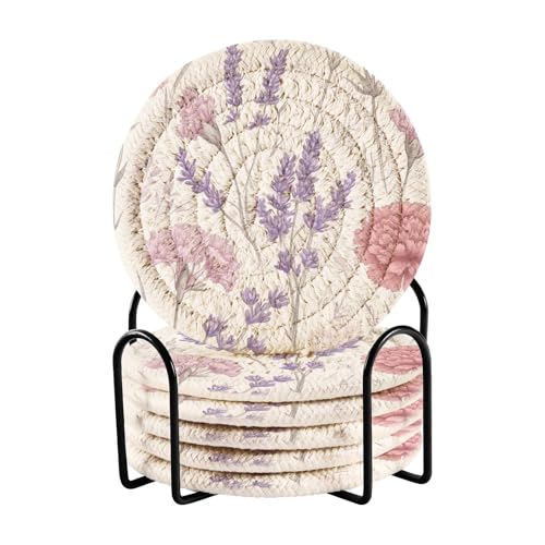 6 Stück Getränkeuntersetzer Set Untersetzer für Couchtisch mit Halter Set von 6 Hausbar Zubehör 10 cm von sanluoli