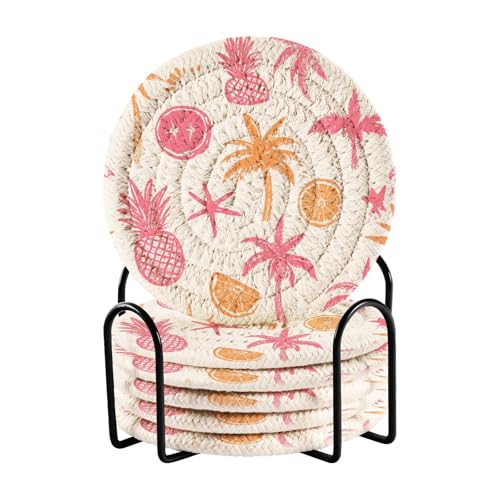 6 Stück Getränkeuntersetzer saugfähige Untersetzer für Couchtisch und Halter Set von 6 Porta Vasos Para Mesas 10 cm von sanluoli