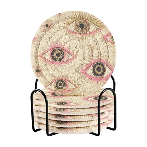 6 Stück Tassenuntersetzer Untersetzer für Couchtisch mit Halter Set von 6 Porta Vasos 10 cm von sanluoli