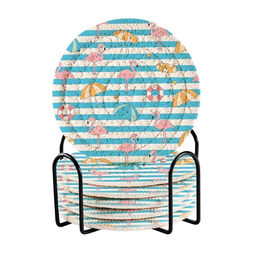 6 Stück Untersetzer saugfähig Untersetzer für Couchtisch und Halter Set mit 6 Tischplatten Schutz 10 cm von sanluoli