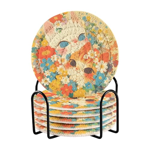 6 Stück Untersetzer saugfähige Untersetzer für Couchtisch Set mit Halter 6 Stück Hausbar Zubehör 10 cm von sanluoli