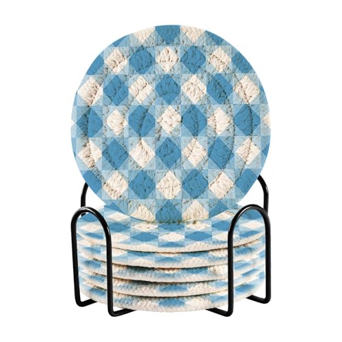 6 Stück saugfähige Getränkeuntersetzer für Couchtisch mit Halter Set von 6 Home Decor 10 cm von sanluoli