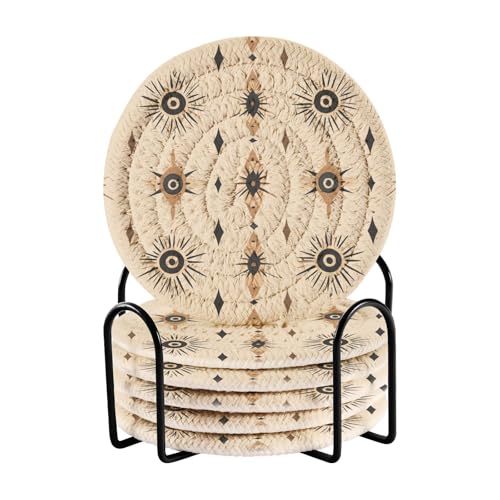 6 Stück saugfähige Untersetzer Tischuntersetzer für Getränke 6er Set mit Halter Tischschutz 10 cm von sanluoli