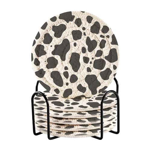 6 Stück saugfähige Untersetzer für Couchtisch mit Halter Set von 6 Home Bar Must Haves 10 cm von sanluoli