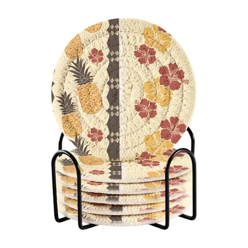6 Stück saugfähige Untersetzer für Couchtisch mit Halter Set von 6 Porta Vasos Para Mesas 10 cm von sanluoli