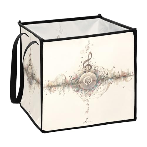 Abstrakte Elektrokardiogramm-Körbe mit Musiknoten, beige zur Organisation für Schlafzimmer, faltbare Regalkörbe für Aufbewahrungsbehälter, 33 x 33 x 33 cm Abstrakte Elektrokardiogramm-Körbe mit Musiknoten, beige zur Organisation für Schlafzimmer, faltbare Regalkörbe für Aufbewahrungsbehälter, 33 x 33 x 33 cm von sanluoli