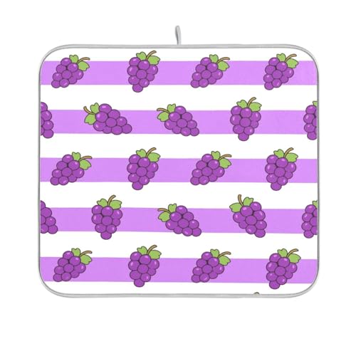 Abtropfmatte für Theke, Geschirrabtropfer, mit Matte, Geschirrtuch, Trockner, 40,6 x 45,7 cm, Violett / Weiß gestreift Abtropfmatte für Theke, Geschirrabtropfer, mit Matte, Geschirrtuch, Trockner, 40,6 x 45,7 cm, Violett / Weiß gestreift von sanluoli