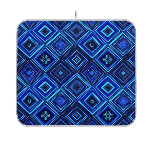 Abtropfmatte mit Bordüre, kariert, elektrisch, blau, Abtropfmatte für Arbeitsplatte, Luftfritteuse, hitzebeständige Matte, 40,6 x 45,7 cm von sanluoli