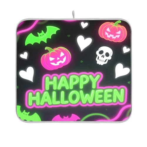 Abtropfmatte mit Halloween-Herz, Kürbis, Neongrün, Rosa, Küchenabtropfmatte, hitzebeständige Matte, 40,6 x 45,7 cm Abtropfmatte mit Halloween-Herz, Kürbis, Neongrün, Rosa, Küchenabtropfmatte, hitzebeständige Matte, 40,6 x 45,7 cm von sanluoli
