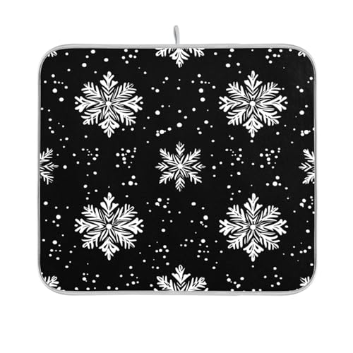 Abtropfmatte mit Schneeflocken-Motiv, Cartoon-Stil, für Küche, Arbeitsplatte, Abtropfgestell, hitzebeständig, 40,6 x 45,7 cm von sanluoli