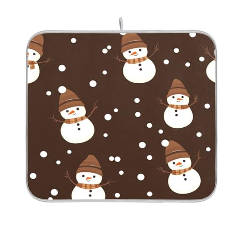 Abtropfmatte mit Schneemänner-Motiv, niedlich, Cartoon, schwarz, braun, Abtropfgestell für Küchentheke, Geschirrabtropfer, mit Matte, hitzebeständig, 40,6 x 45,7 cm Abtropfmatte mit Schneemänner-Motiv, niedlich, Cartoon, schwarz, braun, Abtropfgestell für Küchentheke, Geschirrabtropfer, mit Matte, hitzebeständig, 40,6 x 45,7 cm von sanluoli