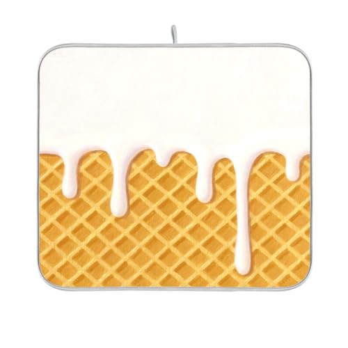 Abtropfmatte mit Waffelgitter, Eiscreme, Gelb, Küchentheke, Trockenmatten für Geschirr, hitzebeständige Matte, 40,6 x 45,7 cm Abtropfmatte mit Waffelgitter, Eiscreme, Gelb, Küchentheke, Trockenmatten für Geschirr, hitzebeständige Matte, 40,6 x 45,7 cm von sanluoli