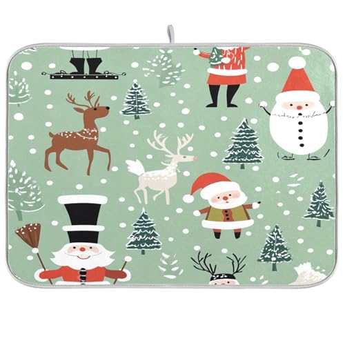 Abtropfmatte mit Weihnachtsmann-Rentier, Abtropfmatte für Küchentheke, trocken, matt, Geschirrtuch, Trockner, große Mikrofaser-Abtropfmatte, 45,7 x 61 cm Abtropfmatte mit Weihnachtsmann-Rentier, Abtropfmatte für Küchentheke, trocken, matt, Geschirrtuch, Trockner, große Mikrofaser-Abtropfmatte, 45,7 x 61 cm von sanluoli