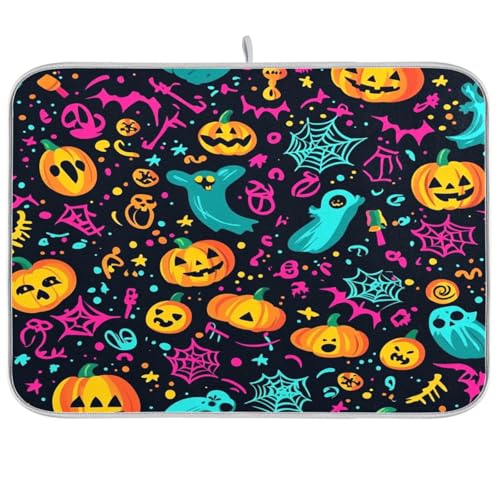 Abtropfmatte mit leuchtendem Halloween-Design, Abtropfmatten für Küchentheke, hitzebeständig, Küchenmatte, XL, Abtropfmatten für Küche, 45,7 x 61 cm Abtropfmatte mit leuchtendem Halloween-Design, Abtropfmatten für Küchentheke, hitzebeständig, Küchenmatte, XL, Abtropfmatten für Küche, 45,7 x 61 cm von sanluoli