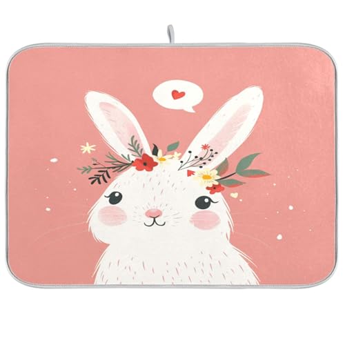 Abtropfmatte mit niedlichem rosa Kaninchen, Küchenmatte für Theke, Abtropfmatten für Arbeitsplatte, Küche, Geschirrtrockner, große Abtropfmatte für Geschirr, 45,7 x 61 cm Abtropfmatte mit niedlichem rosa Kaninchen, Küchenmatte für Theke, Abtropfmatten für Arbeitsplatte, Küche, Geschirrtrockner, große Abtropfmatte für Geschirr, 45,7 x 61 cm von sanluoli