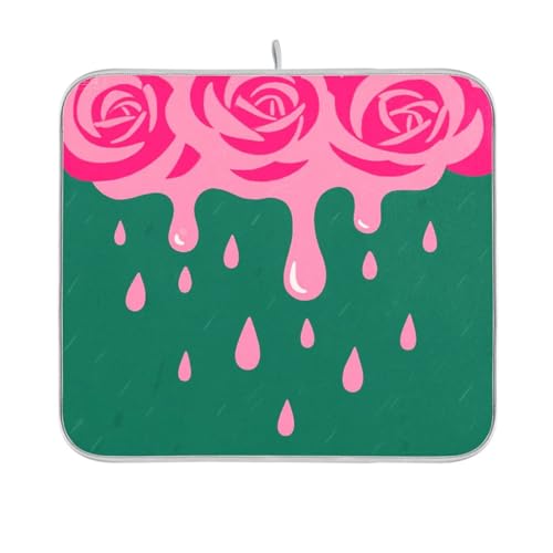 Asthetic Green Peach Rose Drop Abtropfmatte Abtropfgestell Küche Theke Geschirrtrockner matt Geschirrtrockner Matten 40,6 x 45,7 cm Asthetic Green Peach Rose Drop Abtropfmatte Abtropfgestell Küche Theke Geschirrtrockner matt Geschirrtrockner Matten 40,6 x 45,7 cm von sanluoli
