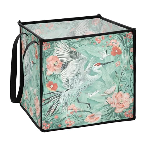 Aufbewahrungskörbe im Boho-Stil, Blumenmuster, grüner Kranich, für Garage, 33 x 33 x 33 cm Aufbewahrungskörbe im Boho-Stil, Blumenmuster, grüner Kranich, für Garage, 33 x 33 x 33 cm von sanluoli