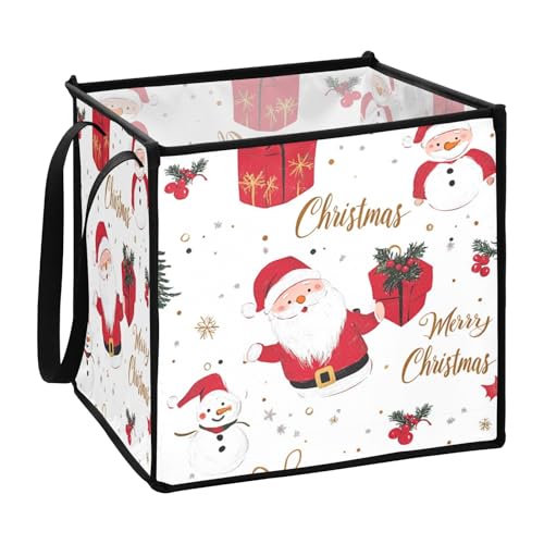 Aufbewahrungskörbe mit Weihnachtsmotiven, Cartoon-Weihnachtsmann-Motiv, rot, Stoffwürfel, faltbar, Dekorationen, 33 x 33 x 33 cm Aufbewahrungskörbe mit Weihnachtsmotiven, Cartoon-Weihnachtsmann-Motiv, rot, Stoffwürfel, faltbar, Dekorationen, 33 x 33 x 33 cm von sanluoli