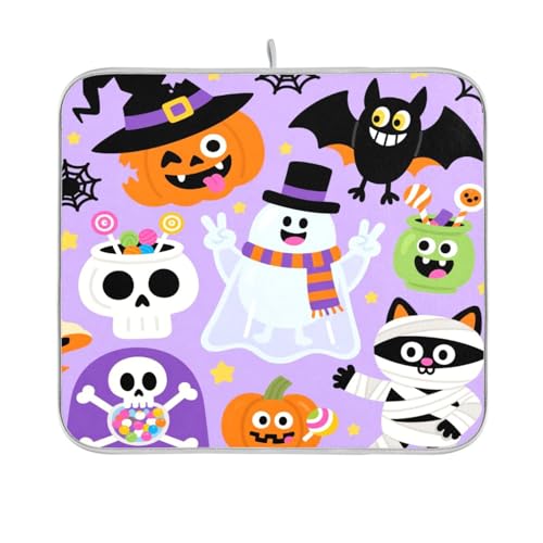 Böser orangefarbener Kürbis für Halloween, Abtropfmatte, Küchentheke, Küche, matt, Thekentrockner, 40,6 x 45,7 cm Böser orangefarbener Kürbis für Halloween, Abtropfmatte, Küchentheke, Küche, matt, Thekentrockner, 40,6 x 45,7 cm von sanluoli