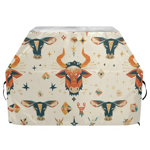 Boho-Kuh-Muster, einfache Pastell-Outdoor-Grillabdeckung, 165 cm, wasserdicht, strapazierfähig, große Grillabdeckung mit verstellbarem Kordelzug für Staub und Wind Boho-Kuh-Muster, einfache Pastell-Outdoor-Grillabdeckung, 165 cm, wasserdicht, strapazierfähig, große Grillabdeckung mit verstellbarem Kordelzug für Staub und Wind von sanluoli