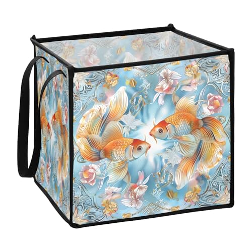 Boho-Stil Blumen-Goldfisch-Organizer und Aufbewahrungskorb für Regale, faltbar, Stoffwürfel, Aufbewahrungskörbe, 33 x 33 x 33 cm von sanluoli