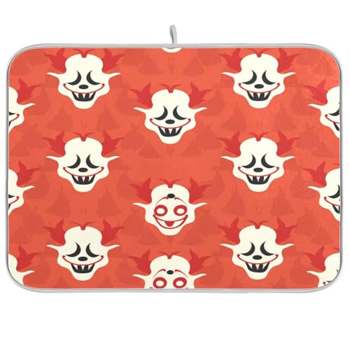 Boo Clown Red White Halloween Abtropfmatte Geschirrabtropfmatte für Küchentheke Geschirrabtropfmatte mit Matte Küche Trockner Matte Extra große Geschirrabtropfmatte 45,7 x 61 cm Boo Clown Red White Halloween Abtropfmatte Geschirrabtropfmatte für Küchentheke Geschirrabtropfmatte mit Matte Küche Trockner Matte Extra große Geschirrabtropfmatte 45,7 x 61 cm von sanluoli