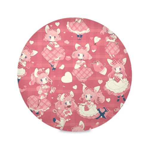 Buffalo Plaid Anime Valentinstag Tischsets Rund Waschbar Wendbar Gesteppt Tuch Waschbar Dicke Tischsets Teller 39 cm Buffalo Plaid Anime Valentinstag Tischsets Rund Waschbar Wendbar Gesteppt Tuch Waschbar Dicke Tischsets Teller 39 cm von sanluoli