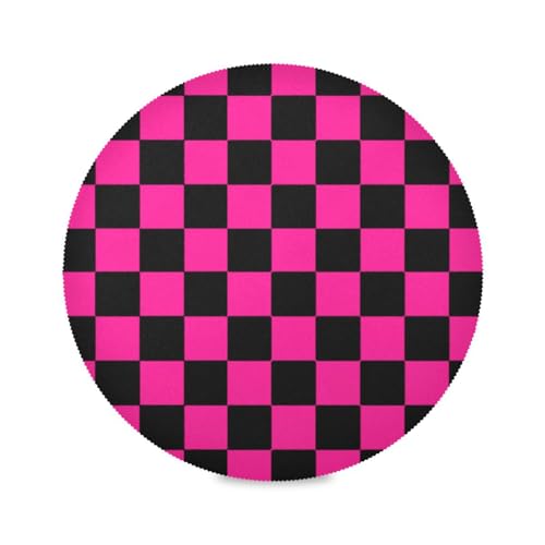 Buffalo Plaid Check Black Peach table placemats circle kids reusable place mats linen waterproof outdoor placemats for patio table set of 4 39.1x39.1 cm von sanluoli