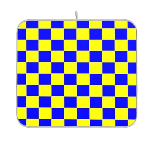 Buffalo Plaid Check Blue Yellow Dish Drying Mat Kitchen Counter-Matten Dish Drainer Mat Dryer Kitchen 16 x 18 Buffalo Plaid Check Blue Yellow Dish Drying Mat Kitchen Counter-Matten Dish Drainer Mat Dryer Kitchen 16 x 18 von sanluoli