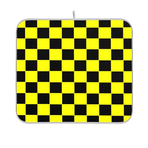 Buffalo Plaid Check Schwarz Gelb Geschirrabtropfmatte Küchenmatte für Theke Arbeitsplatte Pad Geschirrtrockner Matten 40,6 x 45,7 cm von sanluoli