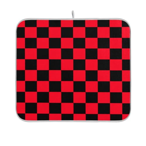 Buffalo Plaid Check Schwarz Rot Geschirrabtropfmatte Geschirrabtropfmatte für Küchentheke Geschirrabtropfer, hitzebeständig mar 16 x 18 Buffalo Plaid Check Schwarz Rot Geschirrabtropfmatte Geschirrabtropfmatte für Küchentheke Geschirrabtropfer, hitzebeständig mar 16 x 18 von sanluoli