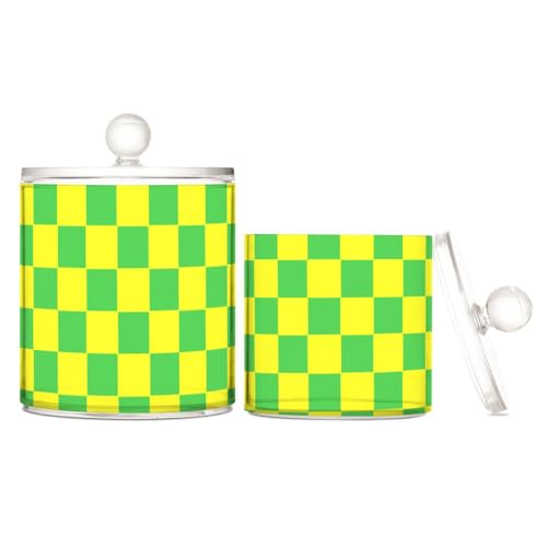 Buffalo Plaid Karo Gelb Limettengrün transparente Kunststoff-Aufbewahrungsbehälter mit Deckel, Büroutensilien, dekorative Zahnseide-Aufbewahrungsdose für Wattestäbchen, Wattepads, Zahnseide-Picker Buffalo Plaid Karo Gelb Limettengrün transparente Kunststoff-Aufbewahrungsbehälter mit Deckel, Büroutensilien, dekorative Zahnseide-Aufbewahrungsdose für Wattestäbchen, Wattepads, Zahnseide-Picker von sanluoli