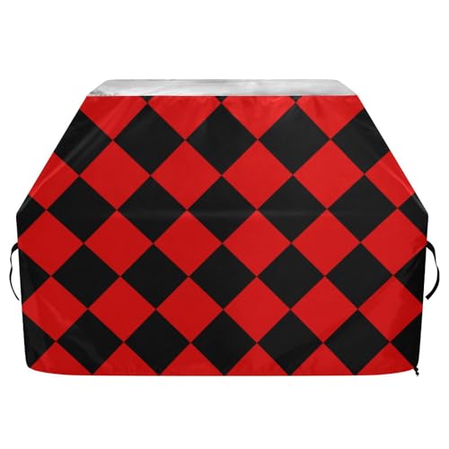 Buffalo Plaid rot schwarz Outdoor verblassen und UV-beständige Smokerabdeckungen 165 cm wasserdicht robuste Grillabdeckung mit verstellbarem Kordelzug für Staub und Wind von sanluoli