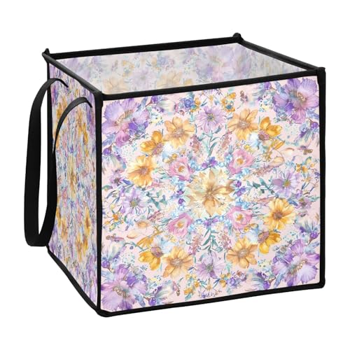 Bunte Stoffkörbe im Boho-Stil für Büro, zusammenklappbare kleine Körbe, Organisation und Aufbewahrungsboxen, 33 x 33 x 33 cm von sanluoli